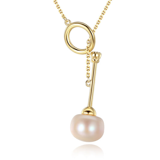 925 Sterling Silver Natural Pearl Drop Necklace Fashion Jewelry Gift for Women Girls