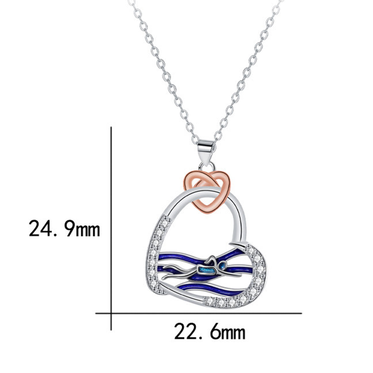 Copper With Silver/Rosegold Plated Heart Pendant Necklace
