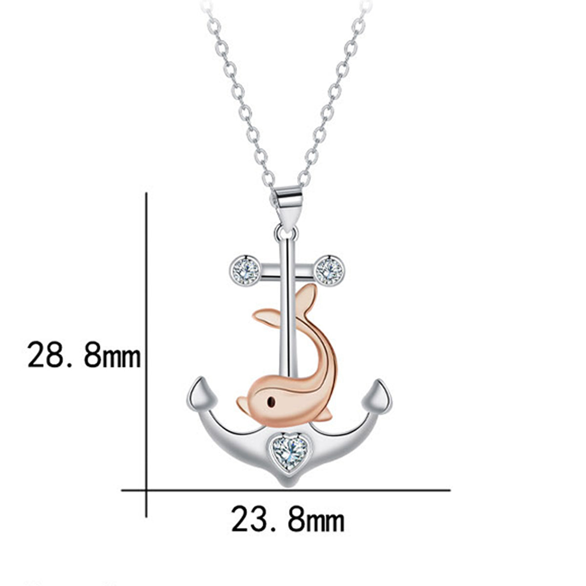 Copper With Silver/Rosegold Plated Heart Pendant Necklace