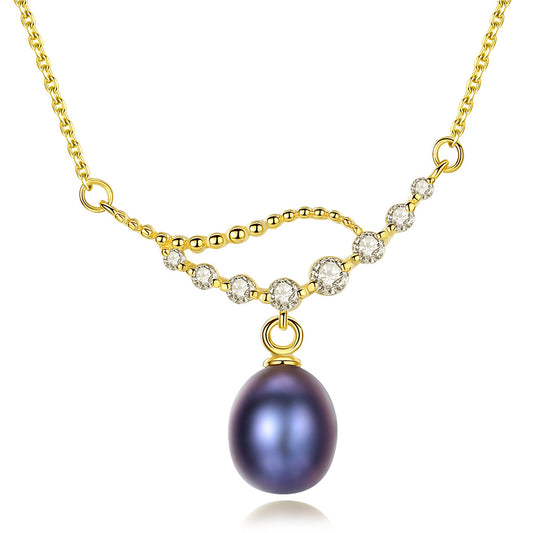 925 Sterling Silver Natural Pearl Drop Necklace Fashion Jewelry Gift for Women Girls