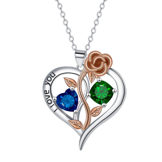 Copper With Silver/Rosegold Plated Heart Pendant Necklace