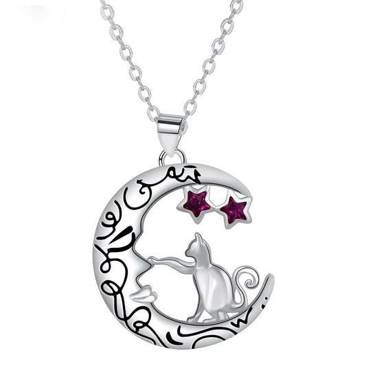 Copper With Silver Plated Moon Pendant Necklace