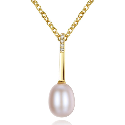 925 Sterling Silver Natural Pearl Drop Necklace Fashion Jewelry Gift for Women Girls