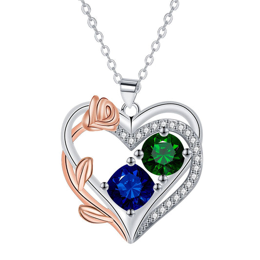 Copper With Silver/Rosegold Plated Heart Pendant Necklace