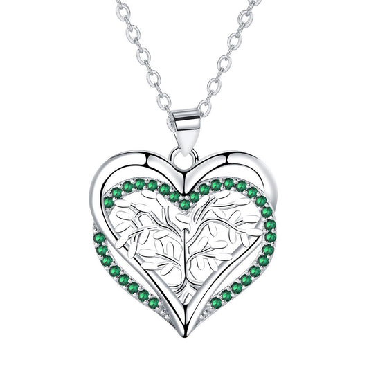 Copper With Silver Plated Tree of Life Heart Pendant Necklace