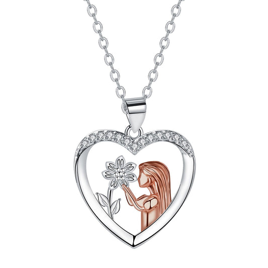 Copper With Silver/Rosegold Plated Heart Pendant Necklace