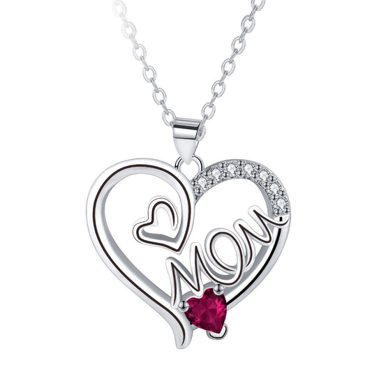 Copper With Silver Plated Mom Heart Pendant Necklace
