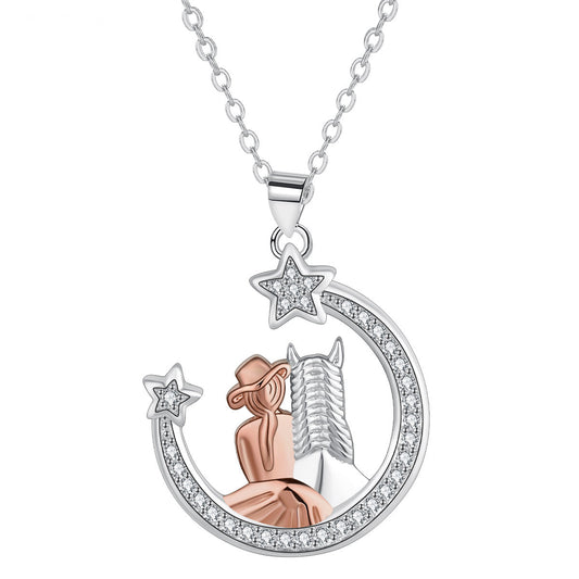 Copper With Silver/Rosegold Plated Star Pendant Necklace