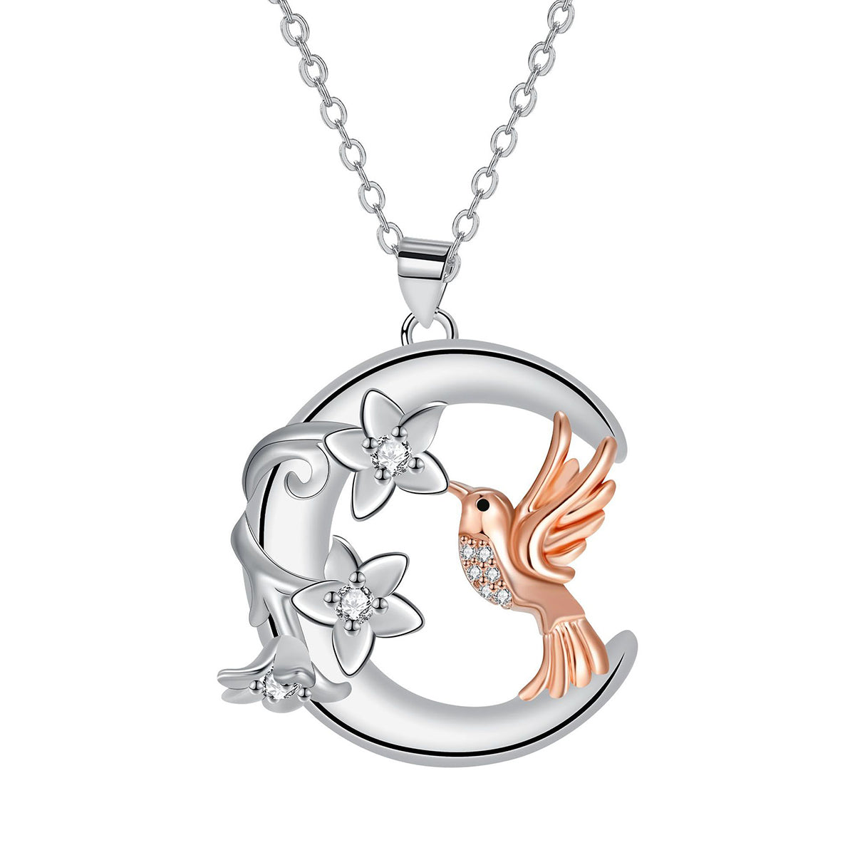 Copper With Silver/Rosegold Plated Bird Pendant Necklace