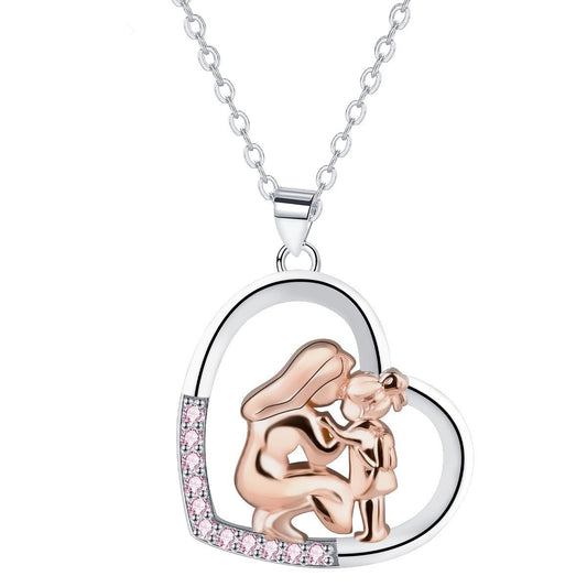 Copper With Silver/Rosgold Plated Heart Pendant Necklace