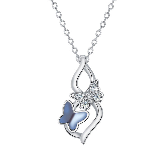 Copper With Silver Plated Butterfly Pendant Necklace
