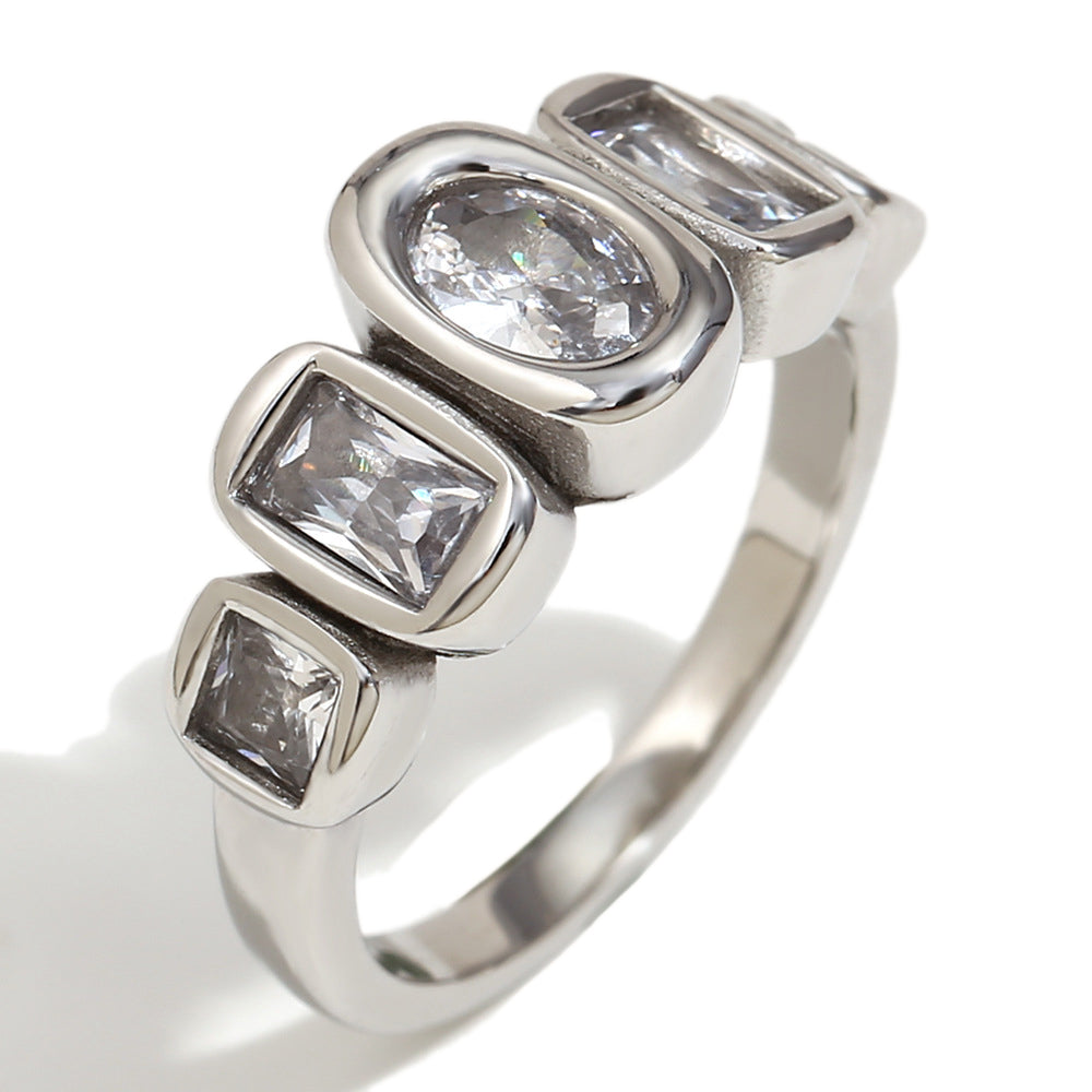 316L Stainless Steel Minimalist Fashion Zircon Ring