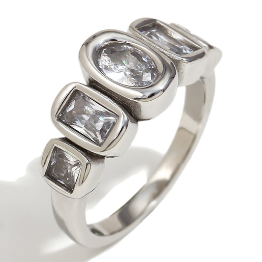 316L Stainless Steel Minimalist Fashion Zircon Ring