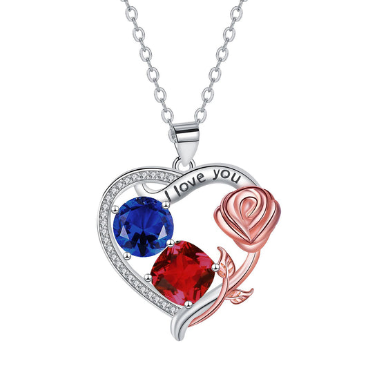Copper With Silver/Rosegold Plated Heart Pendant Necklace
