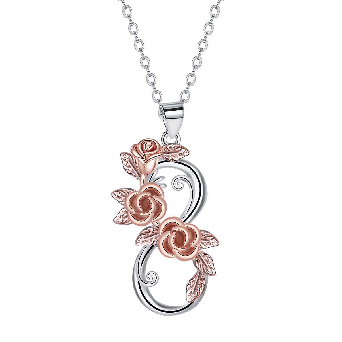 Copper With Silver/Rosegold Plated Infinity Pendant Necklace