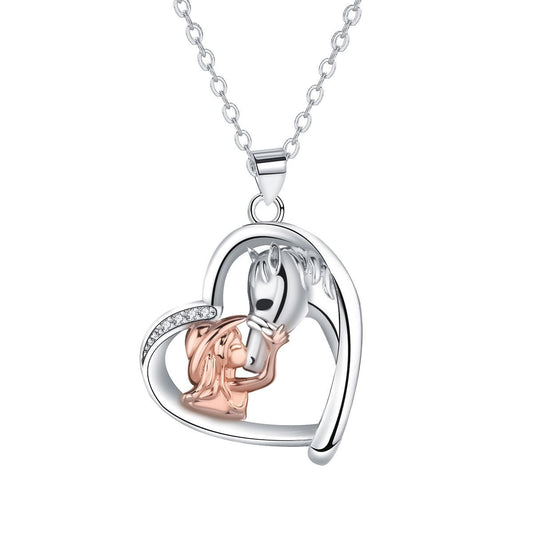 Copper With Silver/Rosegold Plated Heart Pendant Necklace for Women