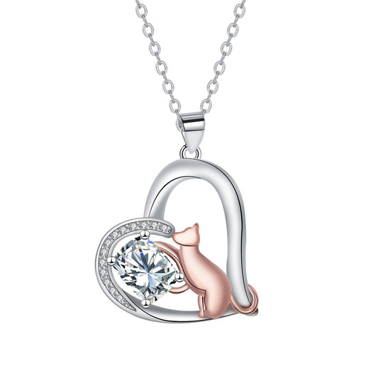 Copper With Silver/Rosegold Plated Heart Pendant Necklace