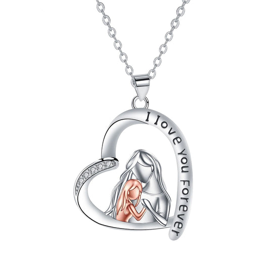 Copper With Silver/Rosegold Plated Heart Pendant Necklace