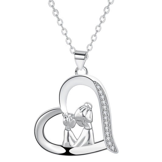 Copper With Silver Plated Heart Pendant Necklace for Women