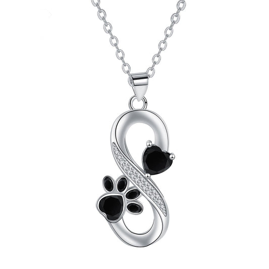 Copper With Silver Plated Infinity Paw and Heart Pendant Necklace