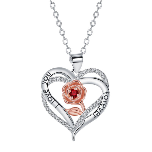 Copper With Silver/Rosegold Plated Heart Pendant Necklace