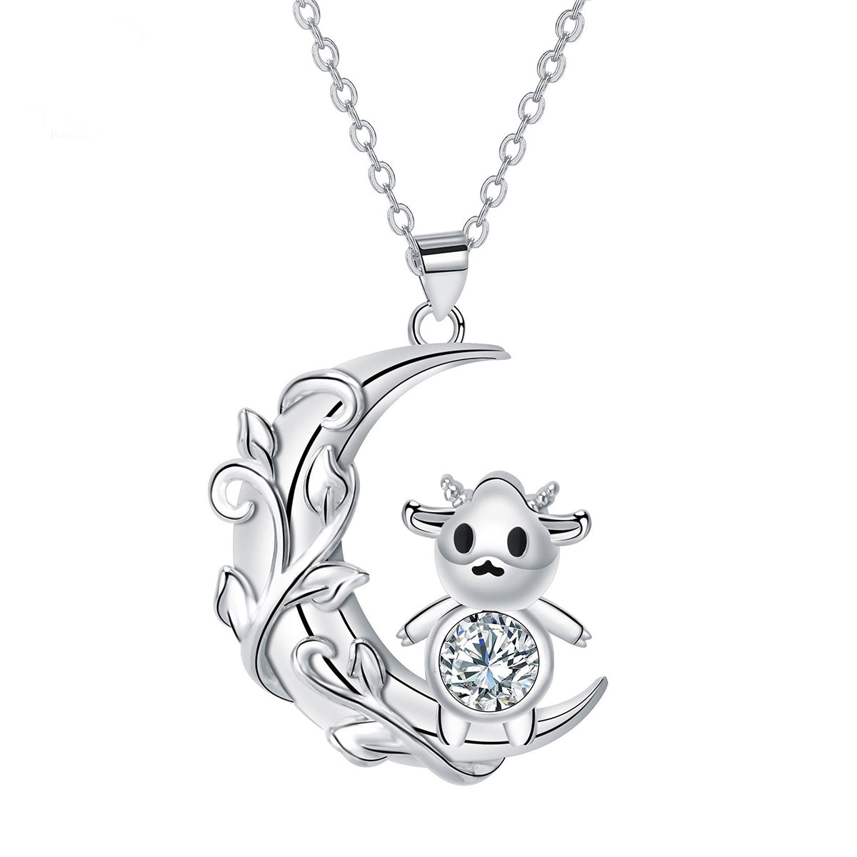 Copper With Silver Plated Moon Pendant Necklace