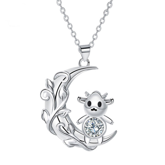 Copper With Silver Plated Moon Pendant Necklace