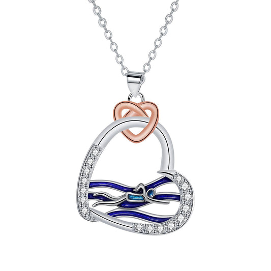 Copper With Silver/Rosegold Plated Heart Pendant Necklace