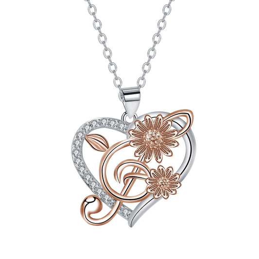 Copper With Silver/Rosegold Plated Heart Pendant Necklace