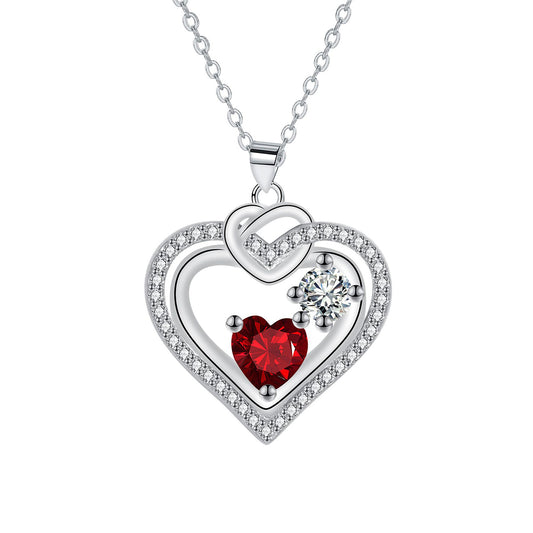 Copper With Silver Plated Heart Pendant Necklace