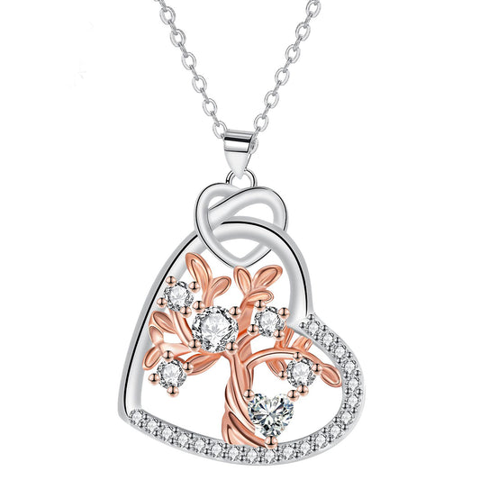 Copper With Silver/Rosegold Plated Heart Pendant Necklace