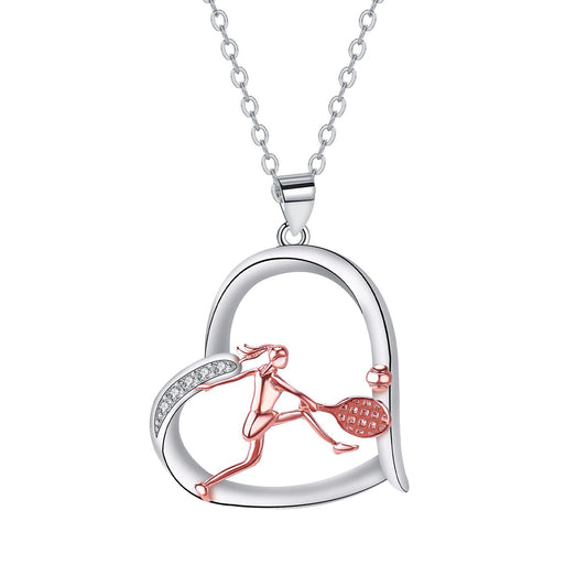 Collar con colgante de corazón de cobre bañado en plata y oro rosa