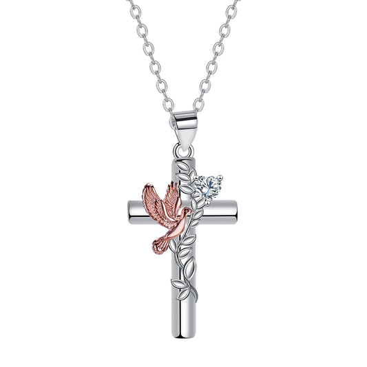 Copper With Silver/Rosegold Plated Cross Pendant Necklace