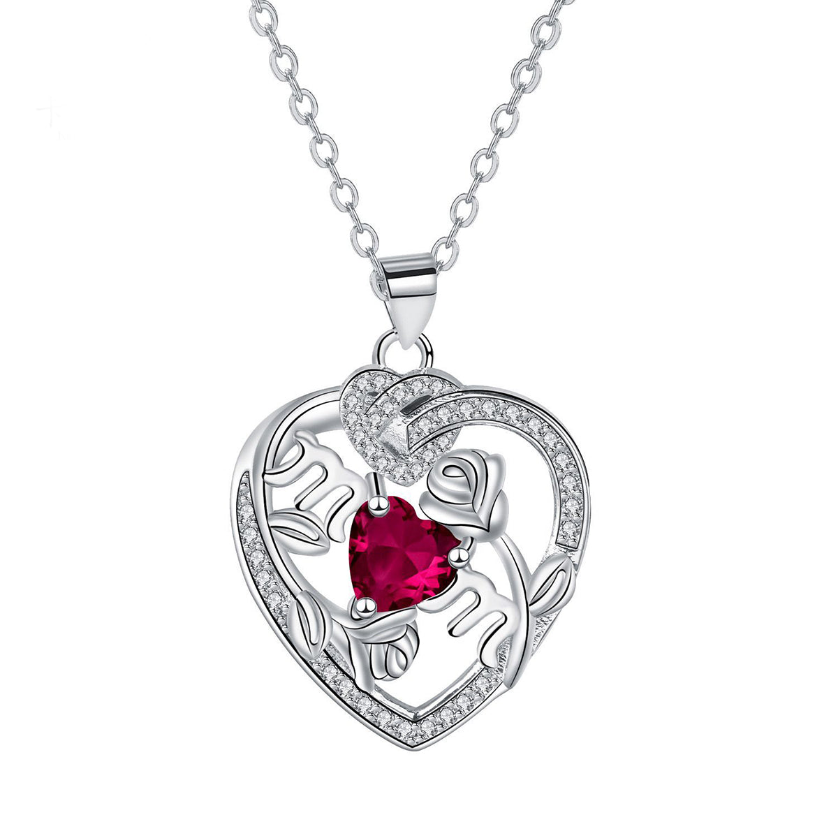 Copper With Silver Plated Heart Pendant Necklace