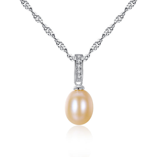 925 Sterling Silver Natural Pearl Drop Necklace Fashion Jewelry Gift for Women Girls