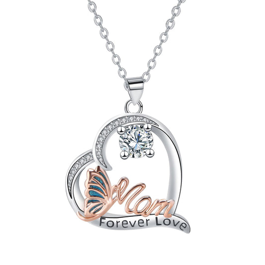 Copper With Silver/Rosegold Plated Heart Mom Pendant Necklace