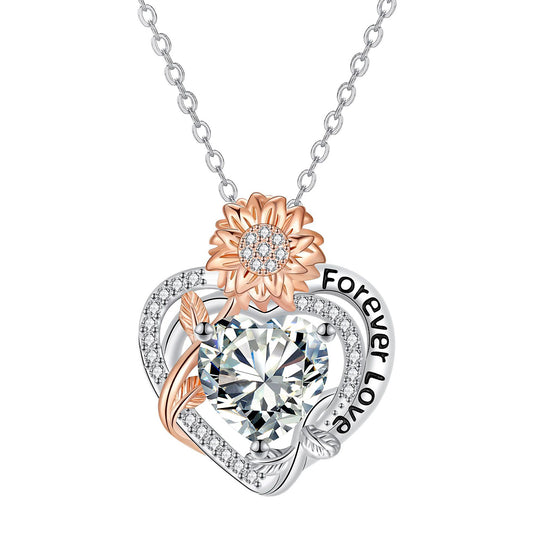 Copper With Silver/Rosegold Plated Heart Pendant Necklace