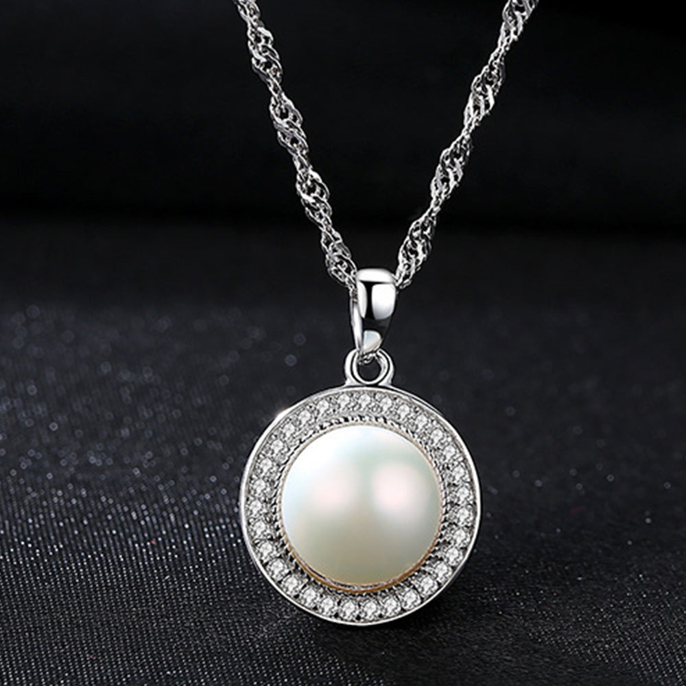 925 Sterling Silver Natural Pearl Drop Necklace Fashion Jewelry Gift for Women Girls