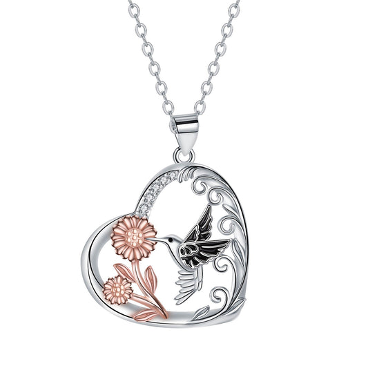 Copper With Silver/Rosegold Plated Heart Pendant Necklace