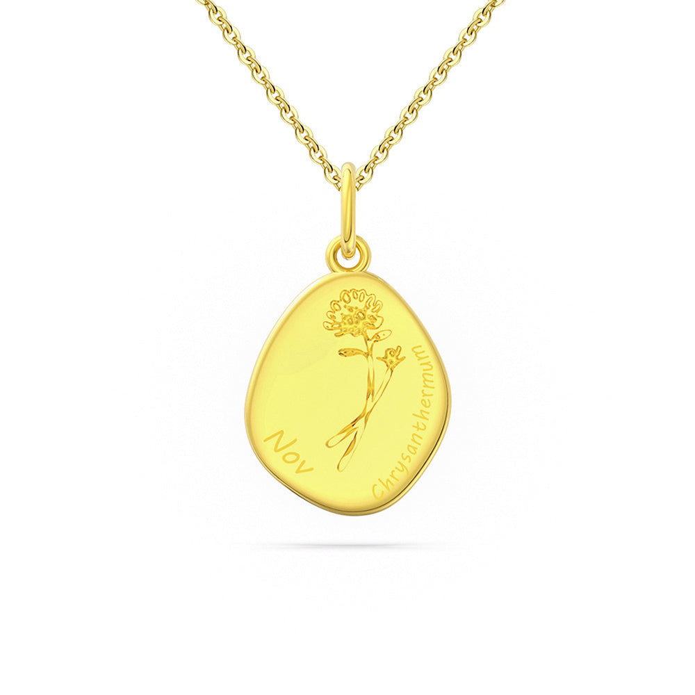 925 Sterling Silver Month Flower Necklace