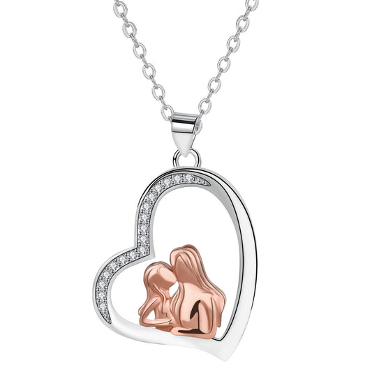 Copper With Silver/Rosegold Plated Heart Pendant Necklace for Women