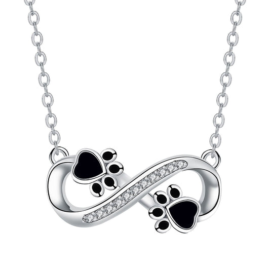 Copper With Silver Plated Infinity Paw Pendant Necklace