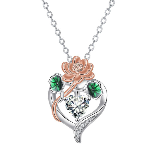 Copper With Silver/Rosegold Plated Heart Mom Pendant Necklace