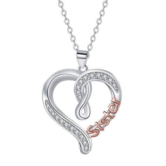 Copper With Silver/Rosegold Plated Heart Pendant Necklace