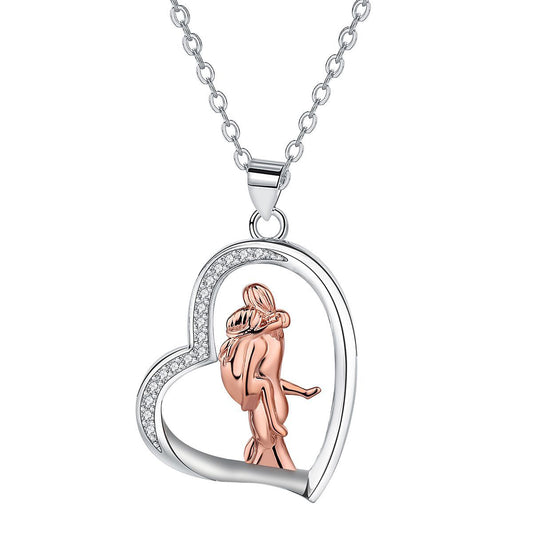 Copper With Silver/Rosegold Plated Heart Pendant Necklace for Women