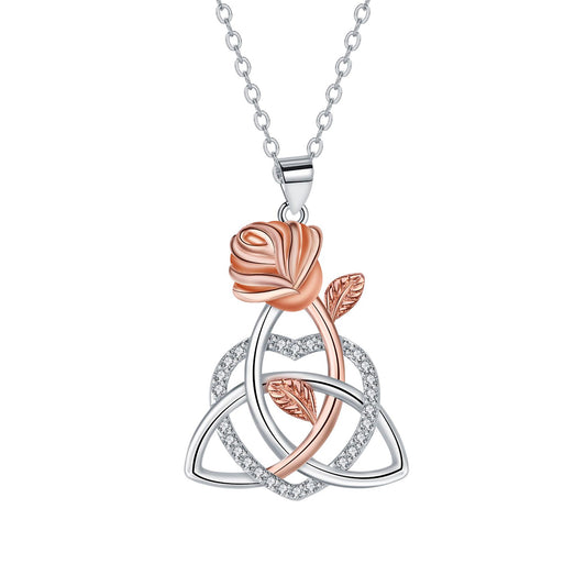 Copper With Silver/Rosegold Plated Knot Pendant Necklace