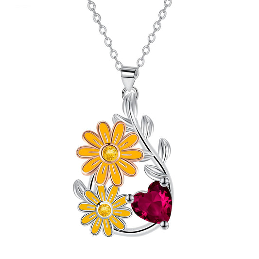 Copper With Silver Plated Flowers Pendant Necklace