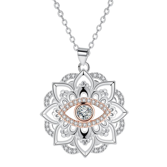 Copper With Silver/Rosegold Plated Flower Pendant Necklace