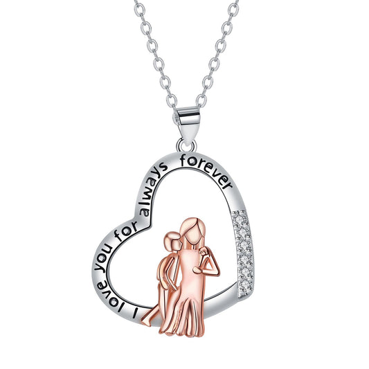 Copper With Silver/Rosegold Plated Heart Pendant Necklace