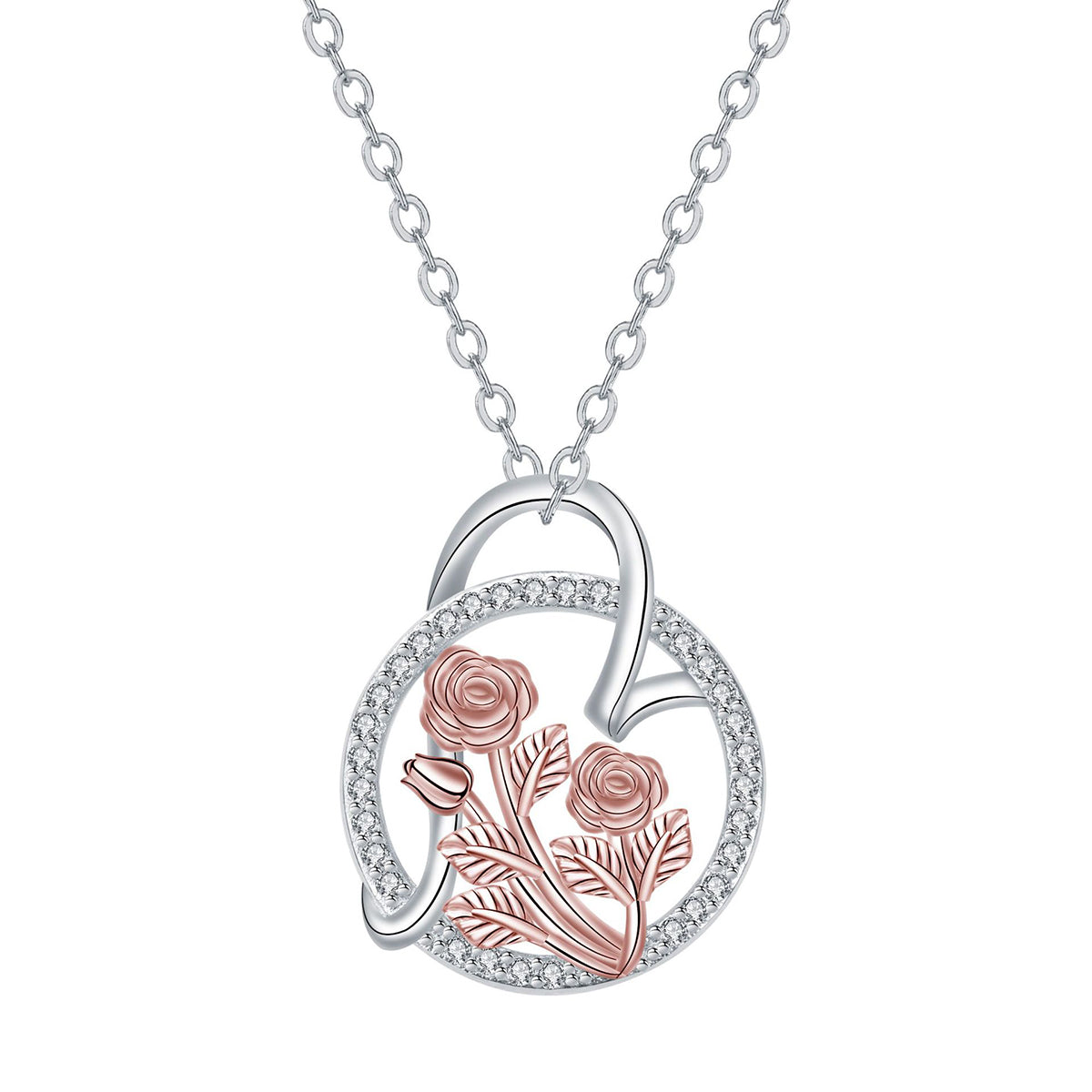Copper With Silver/Rosegold Plated Flower Pendant Necklace